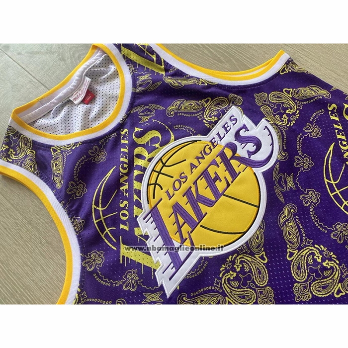 Maglia Los Angeles Lakers Kobe Bryant #24 Mitchell & Ness 2007-08 Viola2
